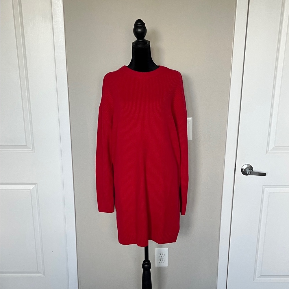 GAP Bold Red Long Sleeve Sweater Dress